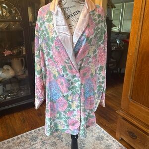 Victoria’s Secret Vintage Floral Double Breasted Sleep Shirt Gown Robe M